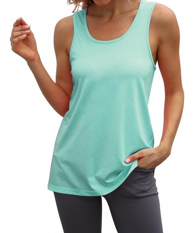 Workout Long Tank Tops for Women Plus Size Loose Fit Athletic Exercise Gym Muscle Sleeveless Shirts Tops Heather Blue Green $...