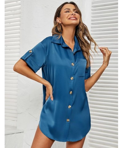 Women Shirt Dress Long Sleeve Leopard Print Button Down Belted Fall Dresses Short-navy $12.71 Sleep & Lounge