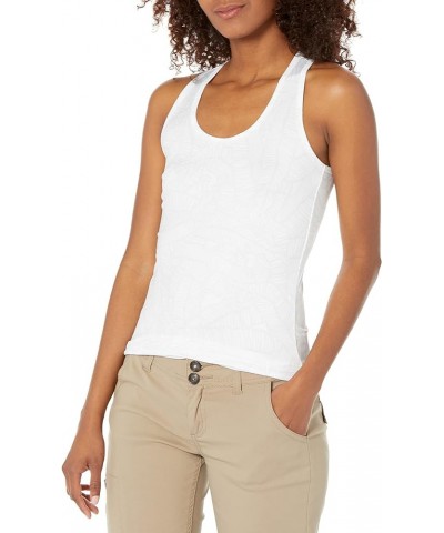 Women's Pursuit Top | Racer Back Tank with UPF Sun Protection Linear Leaf - White $8.08 Activewear