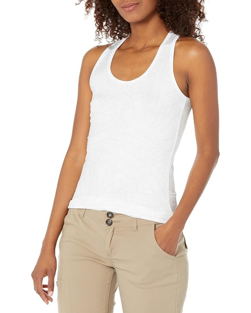 Women's Pursuit Top | Racer Back Tank with UPF Sun Protection Linear Leaf - White $8.08 Activewear