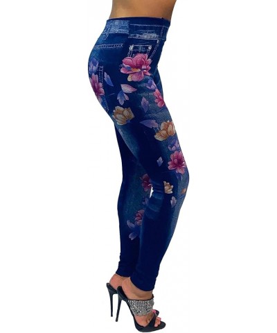 Women's Denim Print Seamless Full Leggings for All Seasons - One Size Fits Small and Medium Denim N15 $6.88 Leggings