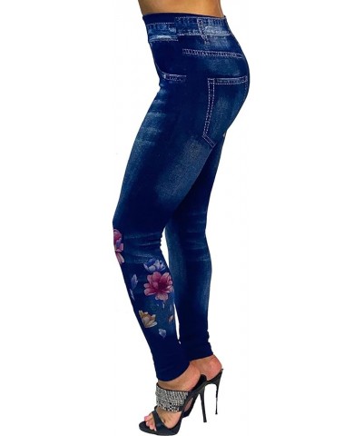 Women's Denim Print Seamless Full Leggings for All Seasons - One Size Fits Small and Medium Denim N15 $6.88 Leggings