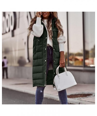 Puffer Vest Women Women's Long Puffer Vest Cotton Sleeveless Puffy Jacket 03-green $24.24 Vests