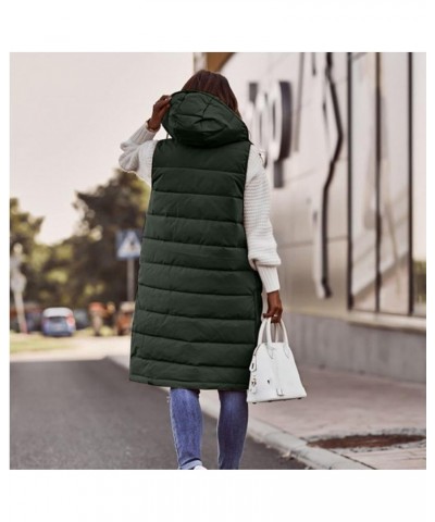 Puffer Vest Women Women's Long Puffer Vest Cotton Sleeveless Puffy Jacket 03-green $24.24 Vests