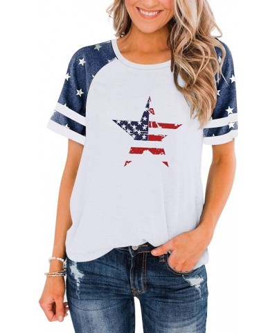 Womens Baseball Mom Shirt Raglan Sleeve Baseball Tee Loose Comfy Patchwork Blouse Top Zz-star-white $17.09 T-Shirts