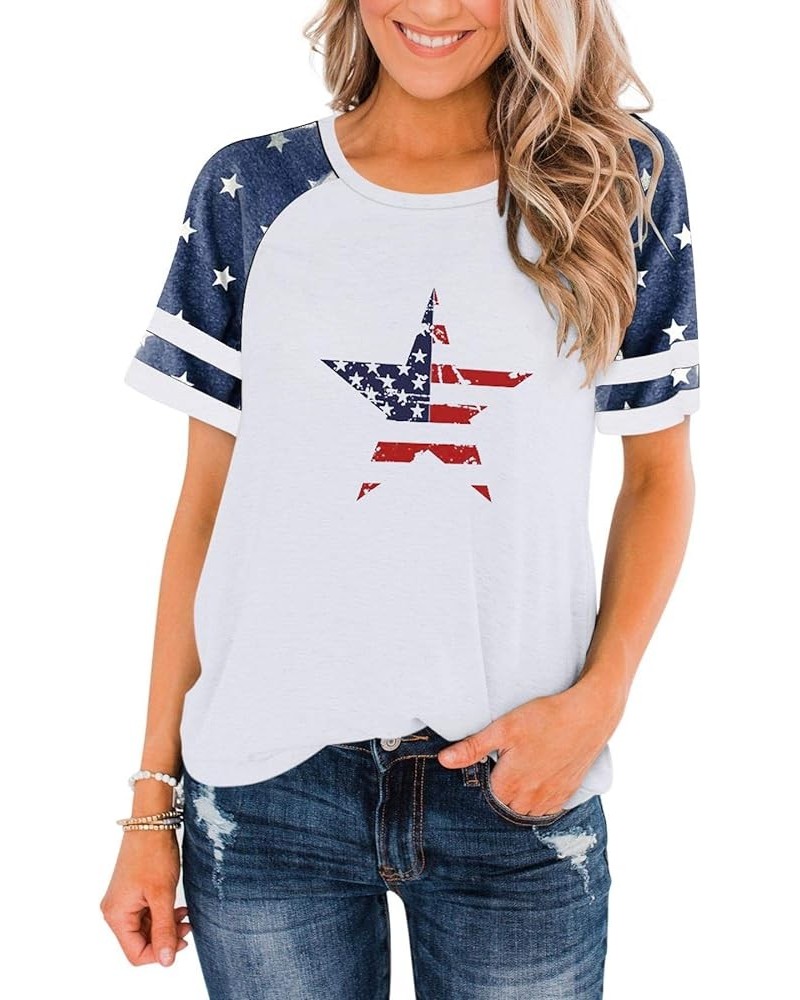 Womens Baseball Mom Shirt Raglan Sleeve Baseball Tee Loose Comfy Patchwork Blouse Top Zz-star-white $17.09 T-Shirts