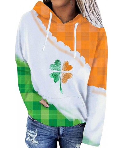 Women's St Patrick's Day Loose Sweatshirt Clover Print Casual Irish Pullover Tops Orange $17.04 Hoodies & Sweatshirts