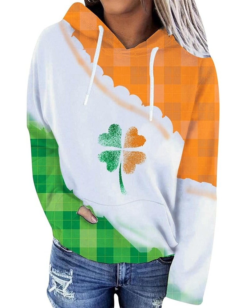 Women's St Patrick's Day Loose Sweatshirt Clover Print Casual Irish Pullover Tops Orange $17.04 Hoodies & Sweatshirts