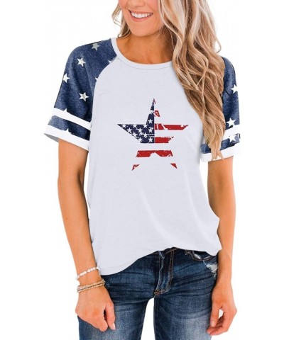 Womens Baseball Mom Shirt Raglan Sleeve Baseball Tee Loose Comfy Patchwork Blouse Top Zz-star-white $17.09 T-Shirts