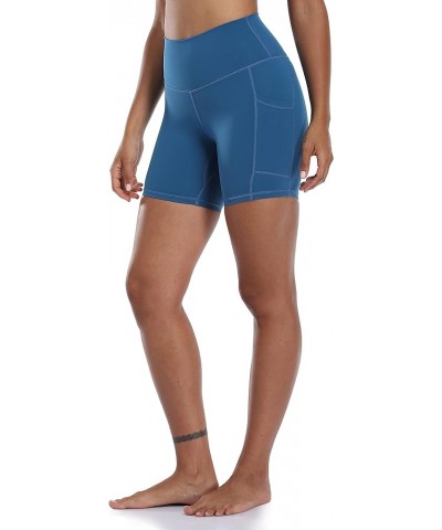 Women's High Waisted Biker Shorts with Pockets 6" Inseam Workout & Yoga Tights Classic Blue $13.24 Activewear