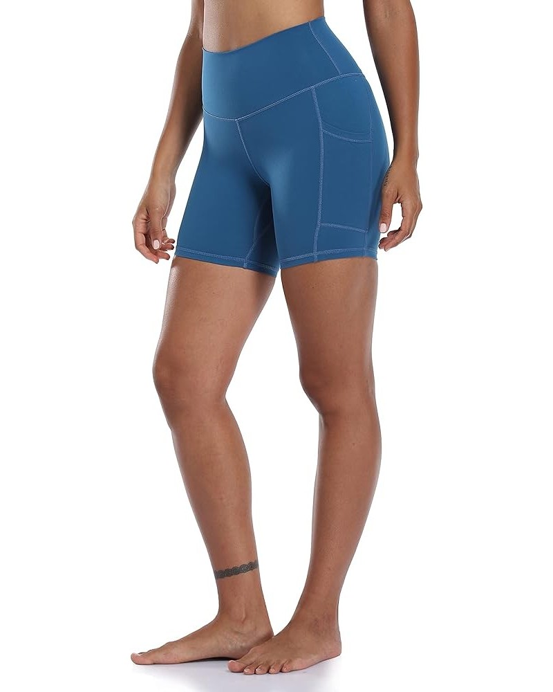 Women's High Waisted Biker Shorts with Pockets 6" Inseam Workout & Yoga Tights Classic Blue $13.24 Activewear