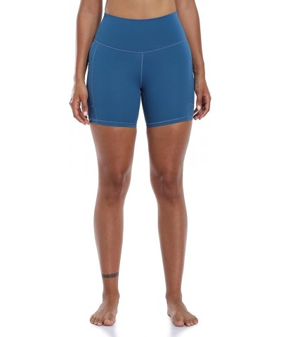 Women's High Waisted Biker Shorts with Pockets 6" Inseam Workout & Yoga Tights Classic Blue $13.24 Activewear