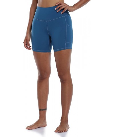 Women's High Waisted Biker Shorts with Pockets 6" Inseam Workout & Yoga Tights Classic Blue $13.24 Activewear