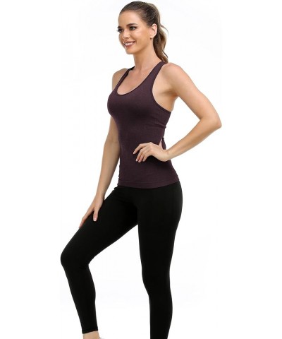 Women Racerback Athletic Camisole Sports Shirts with Built in Shelf Bra Fitness Workout Running Sports Bra Brown $29.69 Activ...