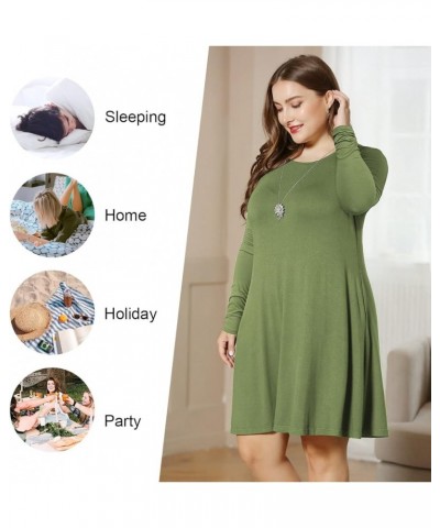 Women's Winter XL-6XL Plus Size Dresses Casual Long Sleeve Dress with Pockets Black Stripe $13.12 Dresses