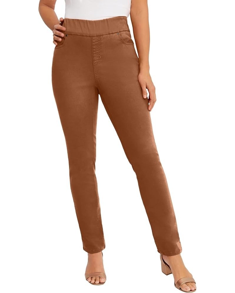 Women's Plus Size Tall Comfort Waist Straight Leg Jean Cognac $31.04 Jeans