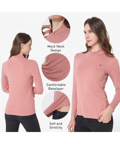 Mock Turtleneck for Women Mock Neck Top Long Sleeve T Shirt Casual Basic Active Layer Apricot and Pink $24.60 T-Shirts