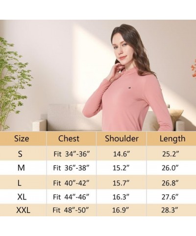 Mock Turtleneck for Women Mock Neck Top Long Sleeve T Shirt Casual Basic Active Layer Apricot and Pink $24.60 T-Shirts