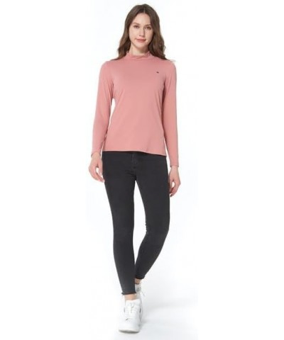 Mock Turtleneck for Women Mock Neck Top Long Sleeve T Shirt Casual Basic Active Layer Apricot and Pink $24.60 T-Shirts