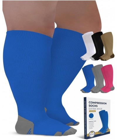 Plus Size Compression Socks Wide Calf - Up to 6XL | 20-30mmHg | Black | Compression Socks for Women Plus Size | Extra Wide Ca...