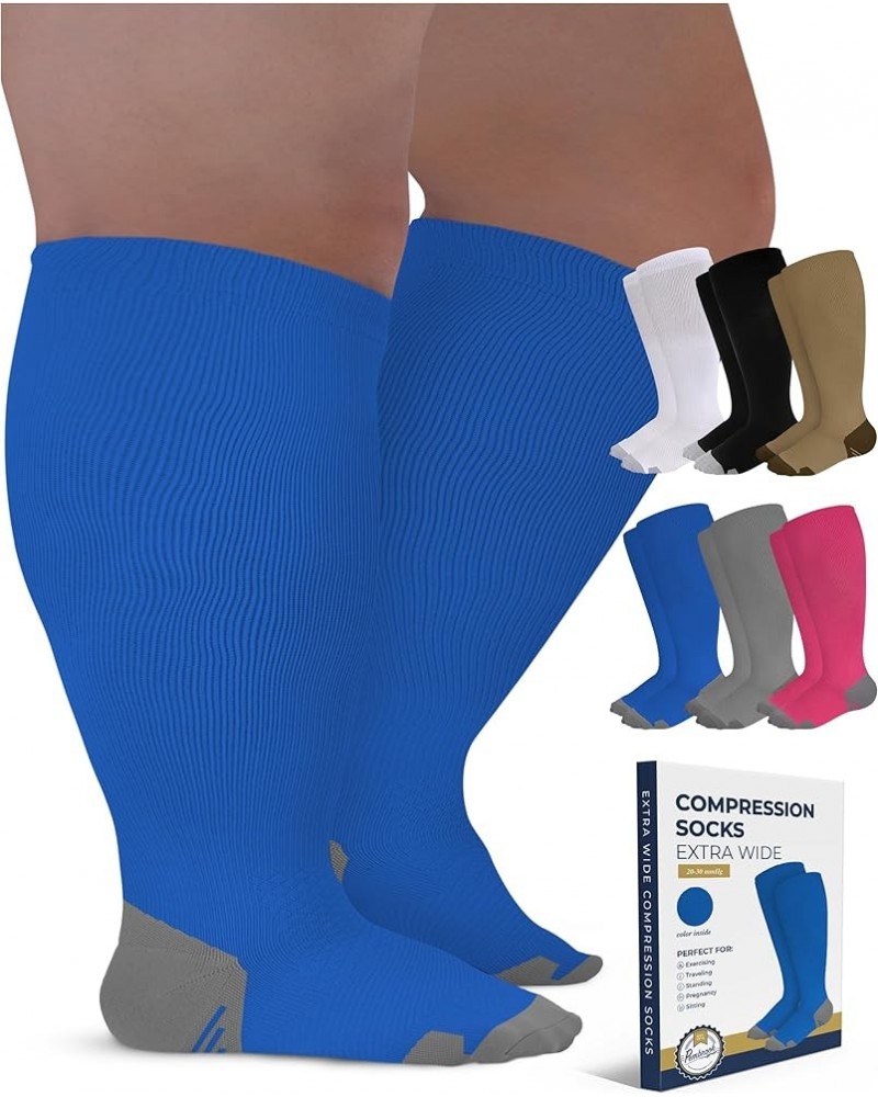 Plus Size Compression Socks Wide Calf - Up to 6XL | 20-30mmHg | Black | Compression Socks for Women Plus Size | Extra Wide Ca...