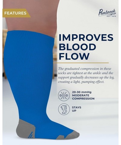 Plus Size Compression Socks Wide Calf - Up to 6XL | 20-30mmHg | Black | Compression Socks for Women Plus Size | Extra Wide Ca...