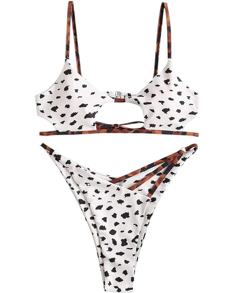 Women's Sexy Cutout Bikini Thong Bikini Set Tie Back Two Piece Swimsuit Bathing Suit 4-p-white $15.29 Swimsuits