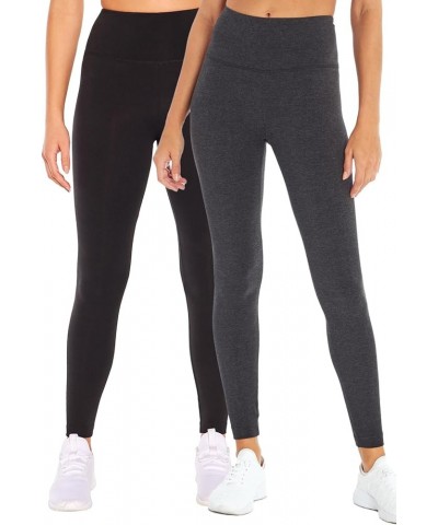 Womens High Rise Tummy Control Legging 2 Pack-black/Heather Charcoal $12.75 Activewear