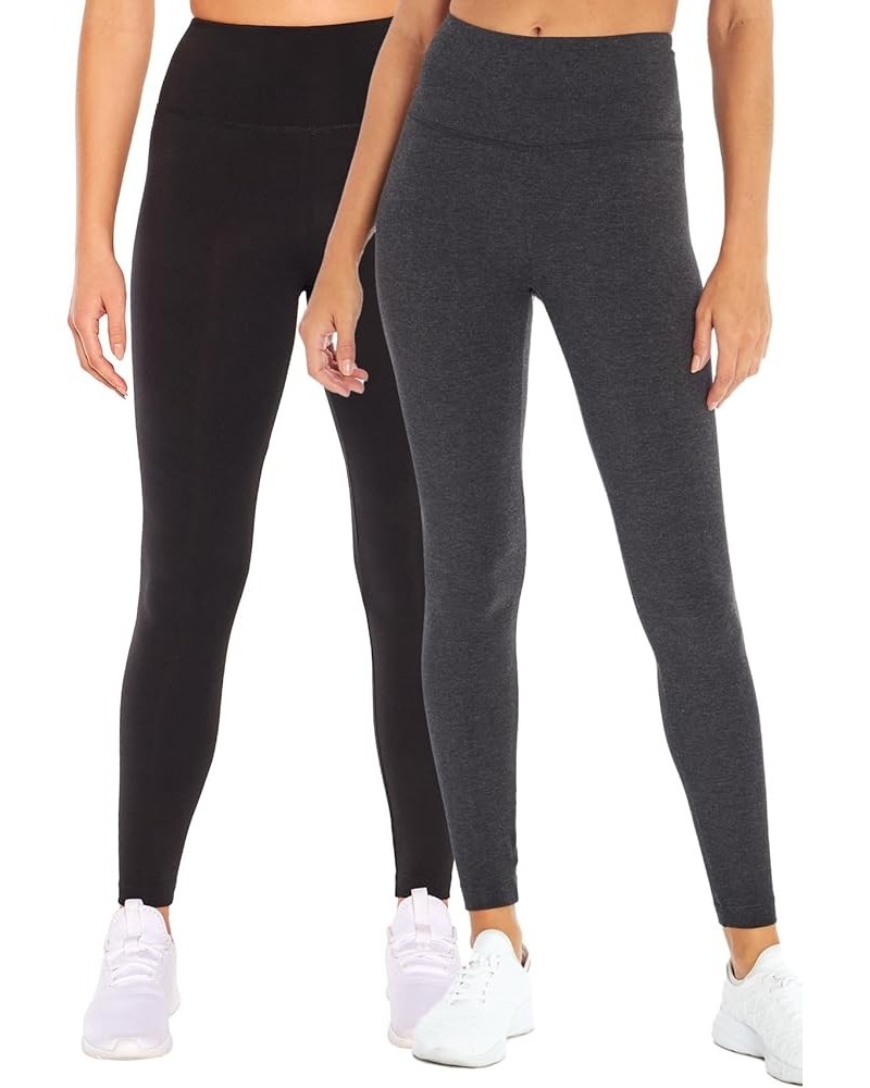 Womens High Rise Tummy Control Legging 2 Pack-black/Heather Charcoal $12.75 Activewear