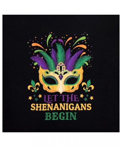 Funny Mardi Gras T-Shirt for Women Let The Shenanigans Begin Shirt Mardi Gras Cruise 2024 Carnival Themed Tee Top Black $10.8...