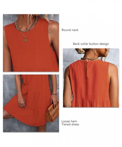 Women Summer Spring Dress Casual Sleeve Patchwork Dress Round Neck T Shirt Dresses Orange $12.17 Dresses