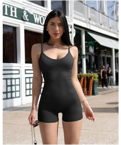 Scrunch Butt Jumpsuit for Women Seamless Yoga Short Bodycon Tummy Control Sleeveless Srtetch One Piece Rompers 1 Black $12.25...