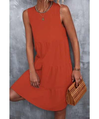 Women Summer Spring Dress Casual Sleeve Patchwork Dress Round Neck T Shirt Dresses Orange $12.17 Dresses