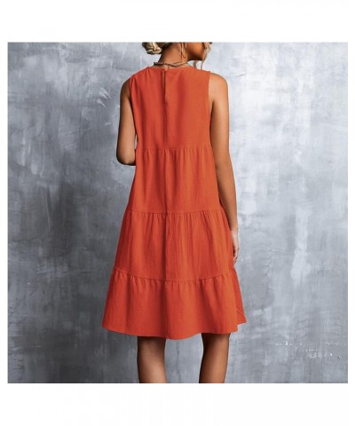 Women Summer Spring Dress Casual Sleeve Patchwork Dress Round Neck T Shirt Dresses Orange $12.17 Dresses