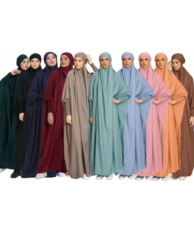 Women's Muslim Abaya One-Piece Prayer Dress Islamic Jilbab Eid Formal Gown Kaftan Hijab Loose Covered Dress 7 $23.93 Swimsuits