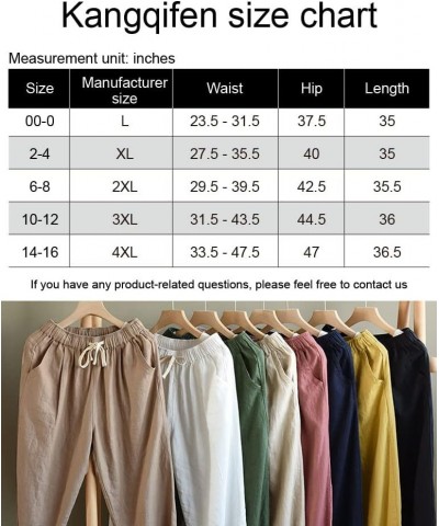 Summer Linen Cotton Casual Crop Pants with Drawstring Elastic Waist Pockets for Women Teen Girl Pink $12.82 Pants