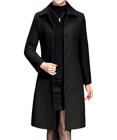 Women's Wool Pea Coat Single Breasted Long Trench Coat Dress Coat Outwear Winter Overcoat with Pockets(Black,S) $26.21 Coats