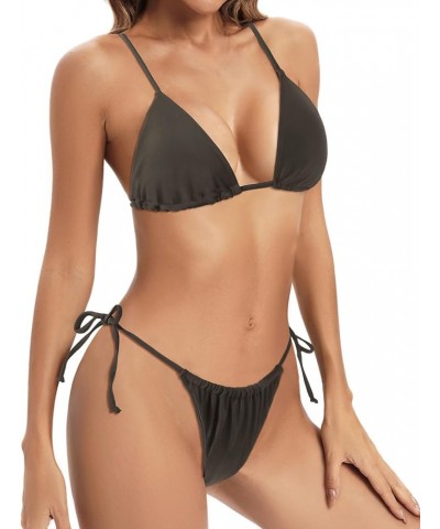 Halter Two Piece Bikini Set for Women Sexy String Swimsuit Thong Cheeky Bathing suit Triangle Swimwear Brown $17.39 Swimsuits