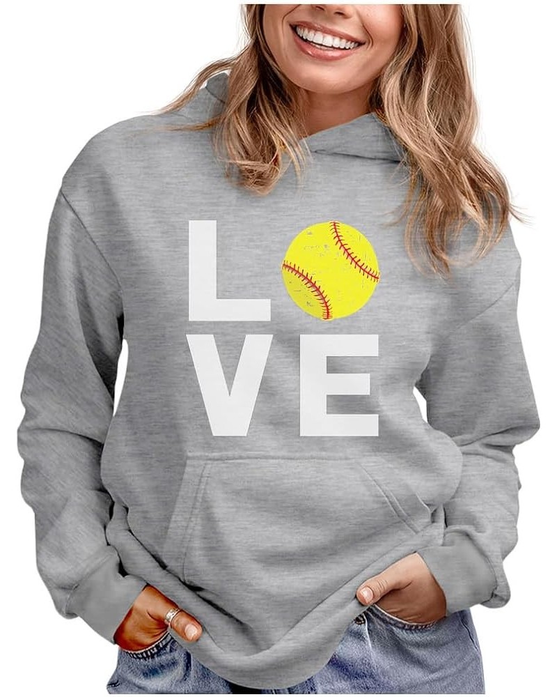 Softball Gifts Hoodies for Teen Girls Women Fans Love Sweatshirts Hoodie Hoodie / Gray $13.74 Hoodies & Sweatshirts