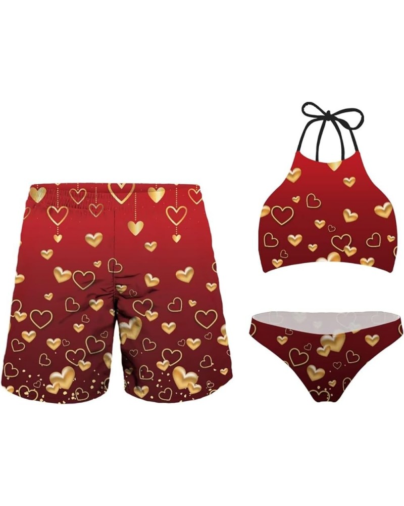 Couple Matching Swimsuit for Women and Mens Summer Beachwear Bathing Suit Women Valentine's Day-13 $13.74 Others