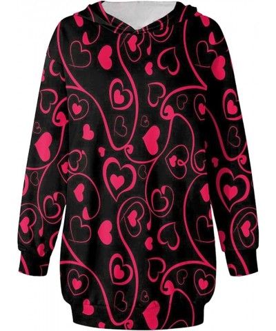 Women's Hooded Sweatshirt Lightweight Long Sleeve Pullover Heart Print Hoodie Dress with Pockets 03-pink $8.82 Hoodies & Swea...