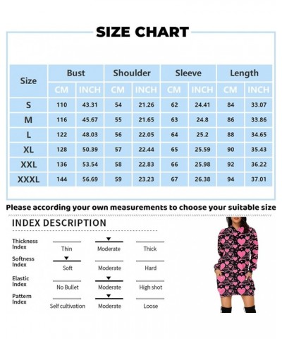 Women's Hooded Sweatshirt Lightweight Long Sleeve Pullover Heart Print Hoodie Dress with Pockets 03-pink $8.82 Hoodies & Swea...