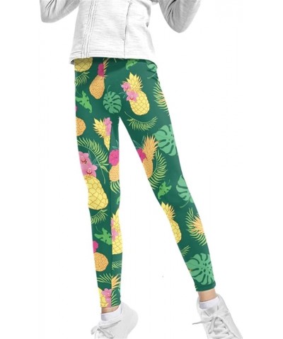 Long Yoga Leggings for Girls Activewear Running Dance Tight High Waist Pants Pineapple Green $11.25 Leggings