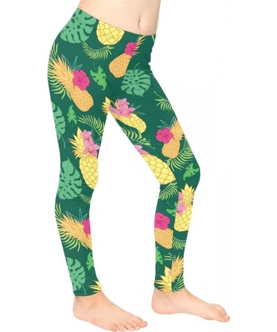 Long Yoga Leggings for Girls Activewear Running Dance Tight High Waist Pants Pineapple Green $11.25 Leggings