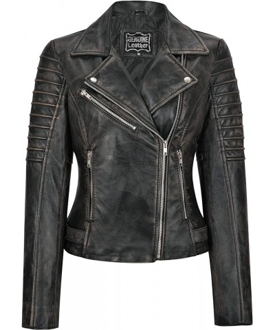 Women Lambskin Leather Jacket Bomber Motorcycle Biker Real Leather Jacket Black $45.60 Coats