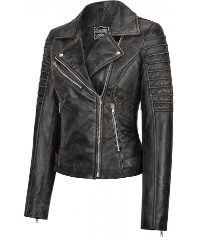 Women Lambskin Leather Jacket Bomber Motorcycle Biker Real Leather Jacket Black $45.60 Coats