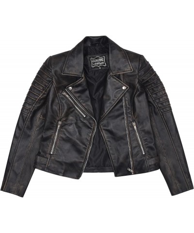 Women Lambskin Leather Jacket Bomber Motorcycle Biker Real Leather Jacket Black $45.60 Coats