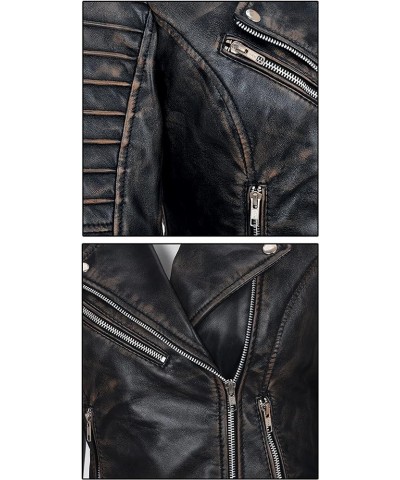 Women Lambskin Leather Jacket Bomber Motorcycle Biker Real Leather Jacket Black $45.60 Coats