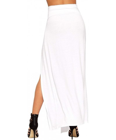 Womens Double Split Maxi Long Skirt Ladies Plain Basic Two Side Slit 4-22 White $9.89 Skirts