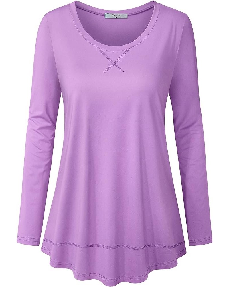 Cestyle Workout Tops for Women Yoga Tops  Running Shirts Activewear Tee Shirt 107-cooling Purple (Long Sleeve) $13.60 Activewear